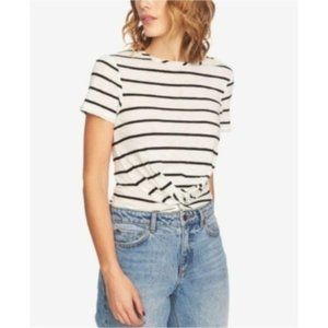 1.State Striped Twist-Front Top, White